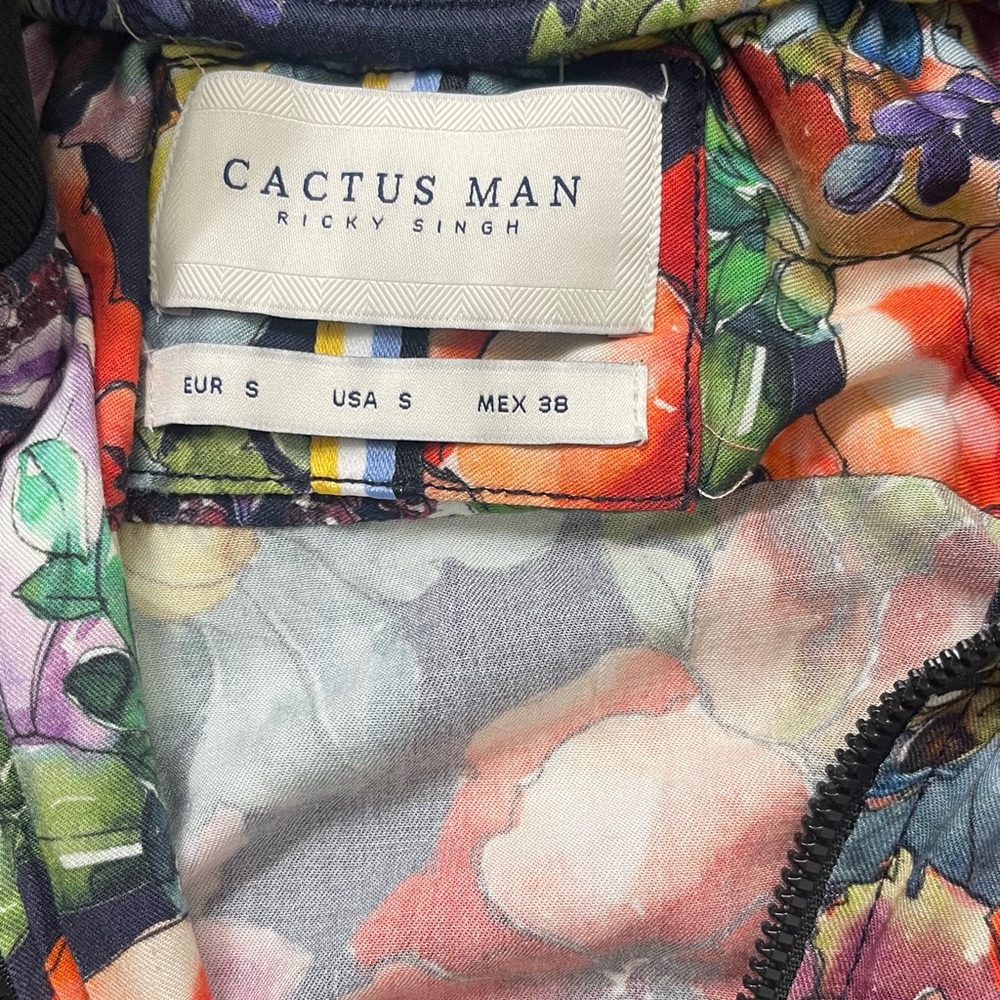 Cactus Man Men's Or Woman’s Full-Zip Lightweight Multicolor Flowers Jacket - S - Picture 3 of 7
